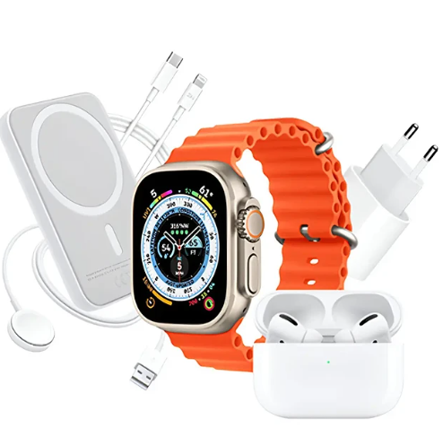 Combo Reloj Inteligente X8 + Mag safe + Audifonos bluetooth + Cargador + Cargador inalambrico